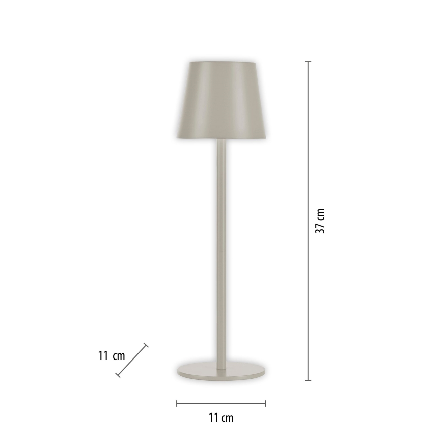 Leuchten Direkt 19250-40 - LED Vanjska prigušiva punjiva stolna lampa EURIA LED/3W/5V 2600 mAh IP54 siva