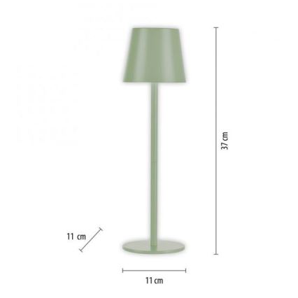 Leuchten Direkt 19250-43 - LED vanjska punjiva stolna lampa s prigušivanjem EURIA LED/3W/5V IP54 zelena