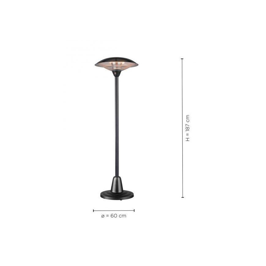 Leuchten Direkt 99501-18 - Vanjska grijalica GLOW 1500-3000W/230V 1,87 m IP34 crna