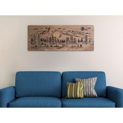 Li-Go 23521/OVL/DUB3 - LED zidna dekoracija s mogućnošću prigušenja LED/10W/5V 30000 mAh 130x50 cm hrast/vikendica u planinama