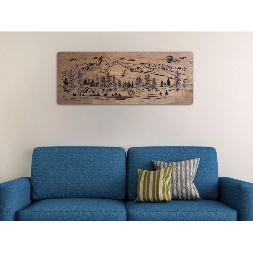 Li-Go 23521/OVL/DUB3 - LED zidna dekoracija s mogućnošću prigušenja LED/10W/5V 30000 mAh 130x50 cm hrast/vikendica u planinama