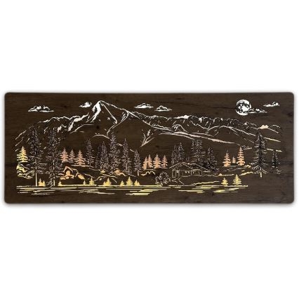 Li-Go 23521/OVL/DUB3 - LED zidna dekoracija s mogućnošću prigušenja LED/10W/5V 30000 mAh 130x50 cm hrast/vikendica u planinama