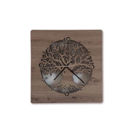 Li-Go 23537/DUB2 - LED sat s prigušivanjem LED/10W/5V 20000 mAh 42x42 cm hrast/maslina u krugu + daljinski upravljač