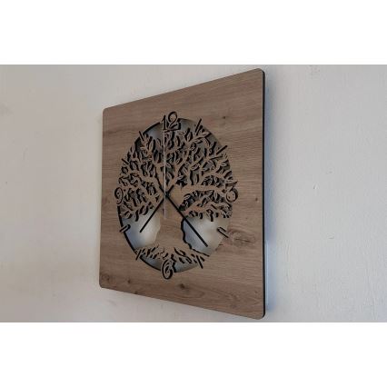 Li-Go 23537/DUB2 - LED sat s prigušivanjem LED/10W/5V 20000 mAh 42x42 cm hrast/maslina u krugu + daljinski upravljač