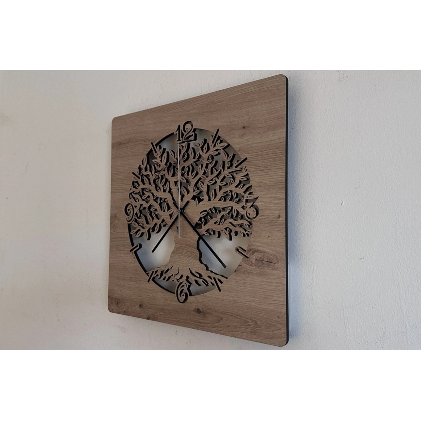 Li-Go 23537/DUB2 - LED sat s prigušivanjem LED/10W/5V 20000 mAh 42x42 cm hrast/maslina u krugu + daljinski upravljač