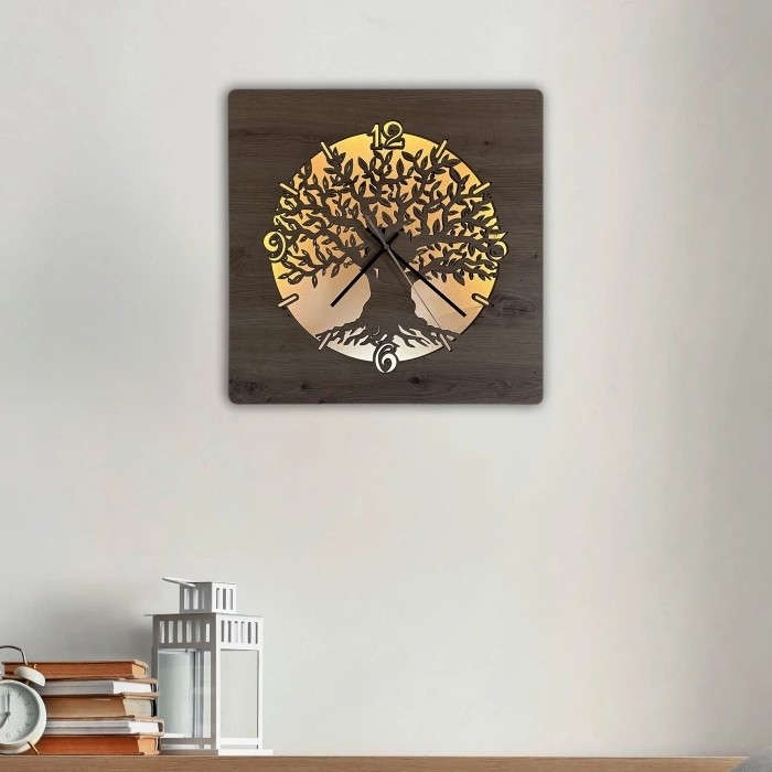 Li-Go 23537/DUB2 - LED sat s prigušivanjem LED/10W/5V 20000 mAh 42x42 cm hrast/maslina u krugu + daljinski upravljač