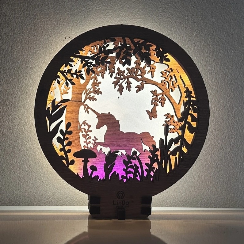 Li-Go 23568/DUB2 - LED stolna dekoracija s mogućnošću prigušivanja LED/12W/230V 20x22 cm hrast/jednorog