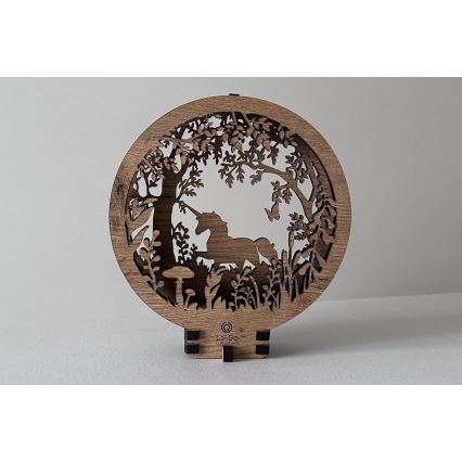 Li-Go 23568/DUB2 - LED stolna dekoracija s mogućnošću prigušivanja LED/12W/230V 20x22 cm hrast/jednorog