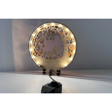 Li-Go 23568/DUB2 - LED stolna dekoracija s mogućnošću prigušivanja LED/12W/230V 20x22 cm hrast/jednorog