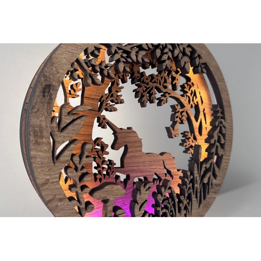 Li-Go 23568/DUB2 - LED stolna dekoracija s mogućnošću prigušivanja LED/12W/230V 20x22 cm hrast/jednorog