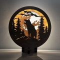 Li-Go 23574/DUB2 - LED stolna dekoracija s prigušivanjem LED/12W/230V 20x22 cm hrast/Vuk i mjesec