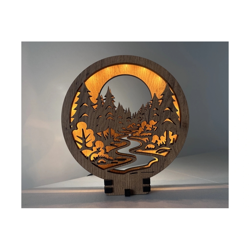 Li-Go 23580/DUB2 - LED stolna dekoracija s prigušivim osvjetljenjem LED/12W/230V 20x22 cm hrast/U šumi