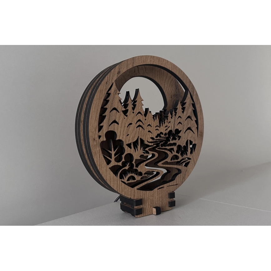 Li-Go 23580/DUB2 - LED stolna dekoracija s prigušivim osvjetljenjem LED/12W/230V 20x22 cm hrast/U šumi