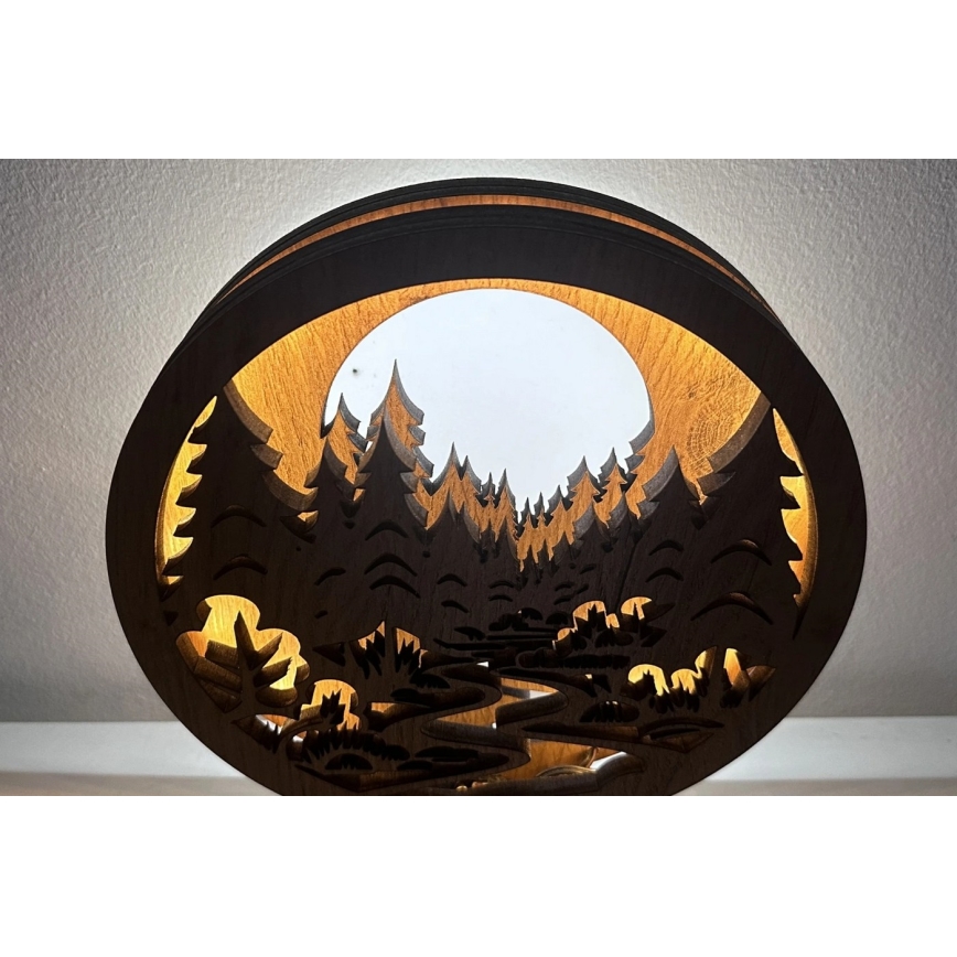 Li-Go 23580/DUB2 - LED stolna dekoracija s podesivom svjetlinom LED/12W/230V 20x22 cm hrast/U šumi