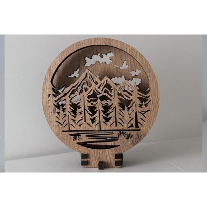 Li-Go 23583/DUB2 - LED stolna dekoracija s mogućnošću prigušivanja LED/12W/230V 20x22 cm hrast/Planine i šuma