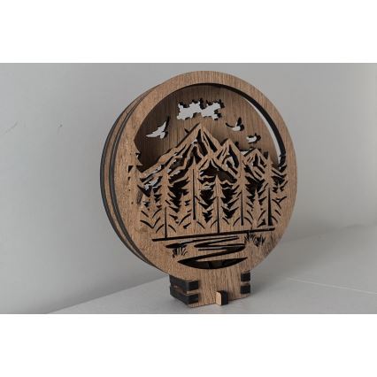 Li-Go 23583/DUB2 - LED stolna dekoracija s mogućnošću prigušivanja LED/12W/230V 20x22 cm hrast/Planine i šuma