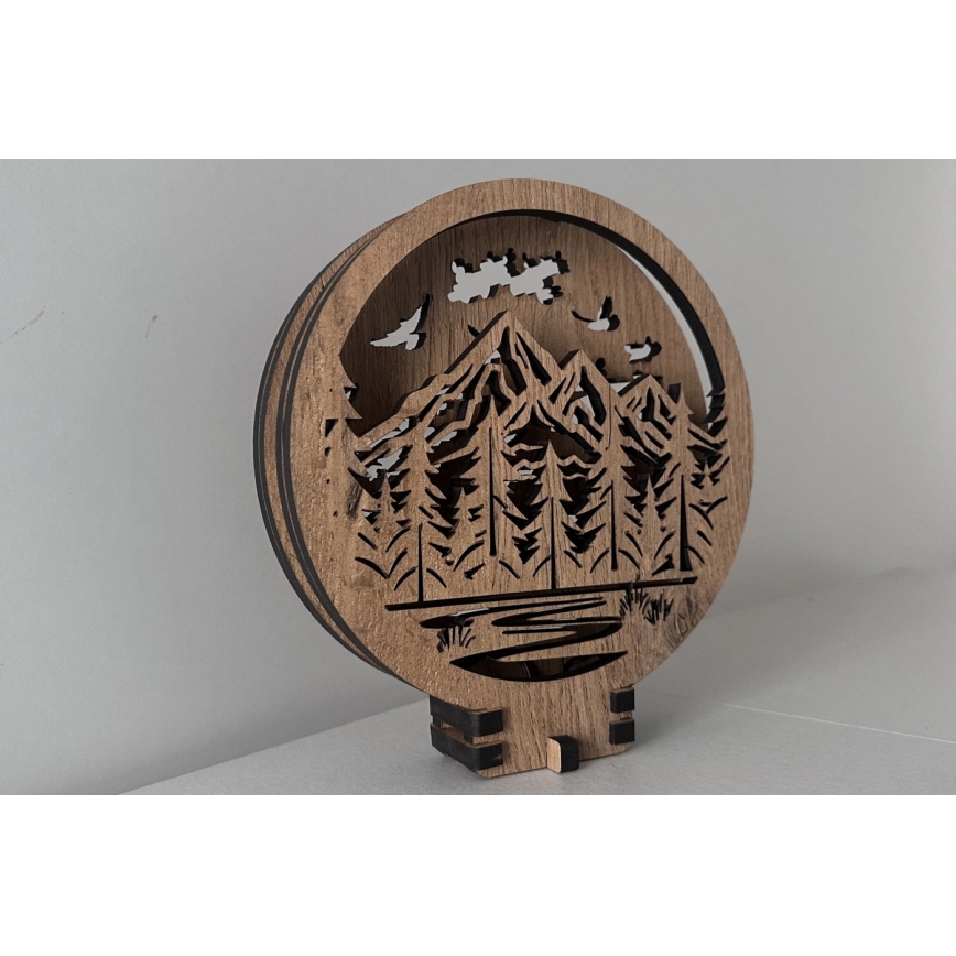 Li-Go 23583/DUB2 - LED stolna dekoracija s mogućnošću prigušivanja LED/12W/230V 20x22 cm hrast/Planine i šuma