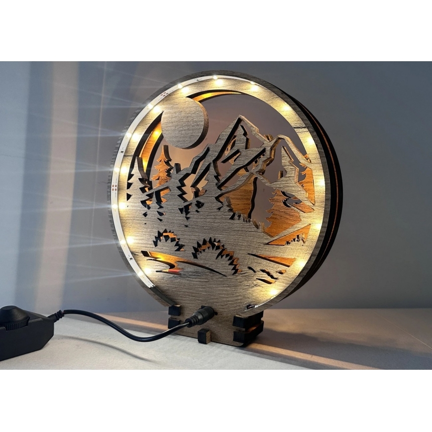 Li-Go 23592/DUB2 - LED stolna dekoracija s mogućnošću prigušivanja LED/12W/230V 20x22 cm hrast/jelen i košuta