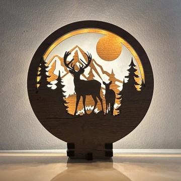 Li-Go 23592/DUB2 - LED stolna dekoracija s mogućnošću prigušivanja LED/12W/230V 20x22 cm hrast/jelen i košuta