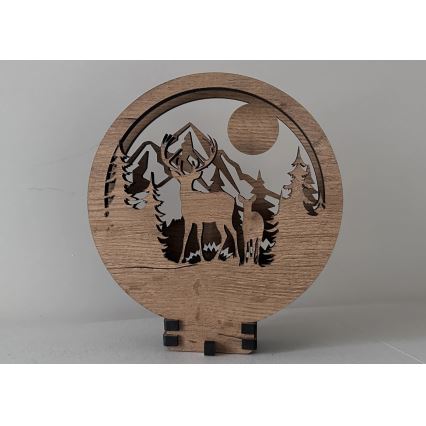 Li-Go 23592/DUB2 - Prigušiva LED stolna dekoracija LED/12W/230V 20x22 cm hrast/jelen i košuta