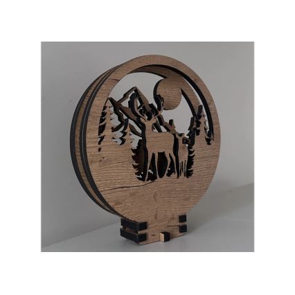 Li-Go 23592/DUB2 - Prigušiva LED stolna dekoracija LED/12W/230V 20x22 cm hrast/jelen i košuta