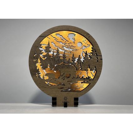 Li-Go 23595/DUB2 - LED prigušiva stolna dekoracija LED/12W/230V 20x22 cm hrast/Medvjedi