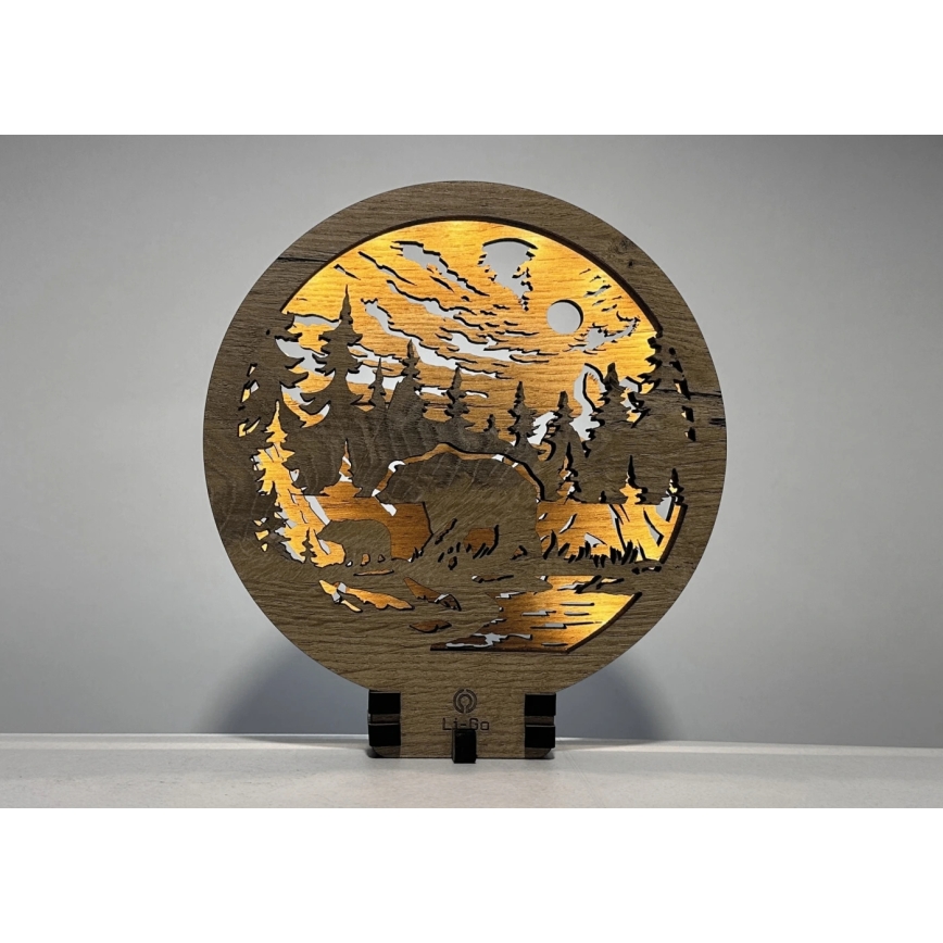 Li-Go 23595/DUB2 - LED prigušiva stolna dekoracija LED/12W/230V 20x22 cm hrast/Medvjedi