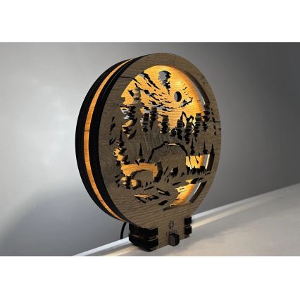 Li-Go 23595/DUB2 - LED stolna dekoracija s mogućnošću prigušivanja LED/12W/230V 20x22 cm hrast/Medvjedi