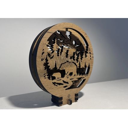 Li-Go 23595/DUB2 - LED stolna dekoracija s mogućnošću prigušivanja LED/12W/230V 20x22 cm hrast/Medvjedi