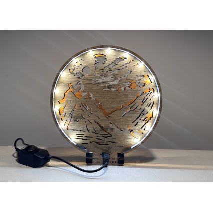 Li-Go 23595/DUB2 - LED stolna dekoracija s mogućnošću prigušivanja LED/12W/230V 20x22 cm hrast/Medvjedi