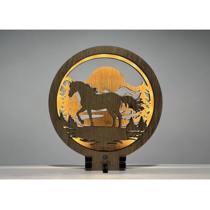 Li-Go 23598/DUB2 - LED stolna dekoracija s mogućnošću prigušivanja LED/12W/230V 20x22 cm hrast/konj