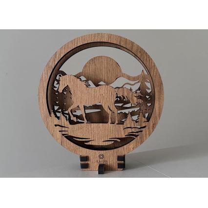 Li-Go 23598/DUB2 - LED stolna dekoracija s mogućnošću prigušivanja LED/12W/230V 20x22 cm hrast/konj