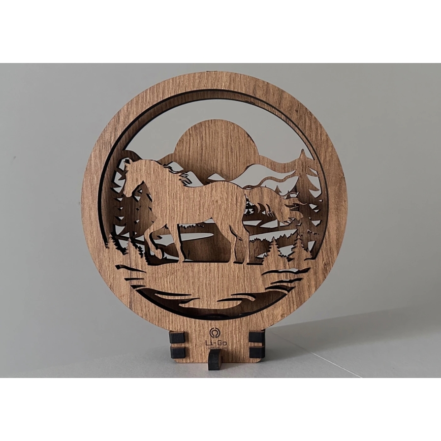 Li-Go 23598/DUB2 - LED stolna dekoracija s mogućnošću prigušivanja LED/12W/230V 20x22 cm hrast/konj