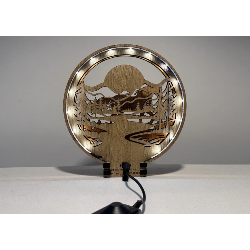 Li-Go 23598/DUB2 - LED stolna dekoracija s mogućnošću prigušivanja LED/12W/230V 20x22 cm hrast/konj