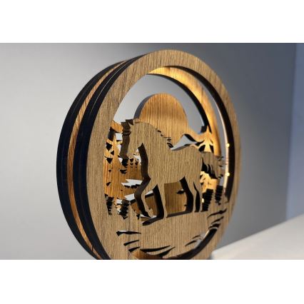 Li-Go 23598/DUB2 - LED stolna dekoracija s mogućnošću prigušivanja LED/12W/230V 20x22 cm hrast/konj