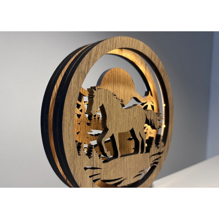 Li-Go 23598/DUB2 - LED stolna dekoracija s mogućnošću prigušivanja LED/12W/230V 20x22 cm hrast/konj