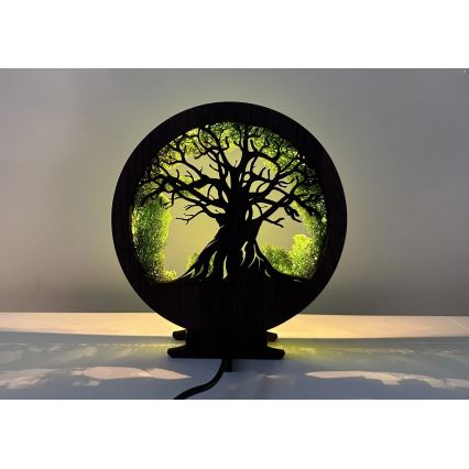 Li-Go 23604/DUB2 - LED stolna dekoracija s mogućnošću prigušivanja LED/12W/230V 20x22 cm hrast/mahovina i stablo
