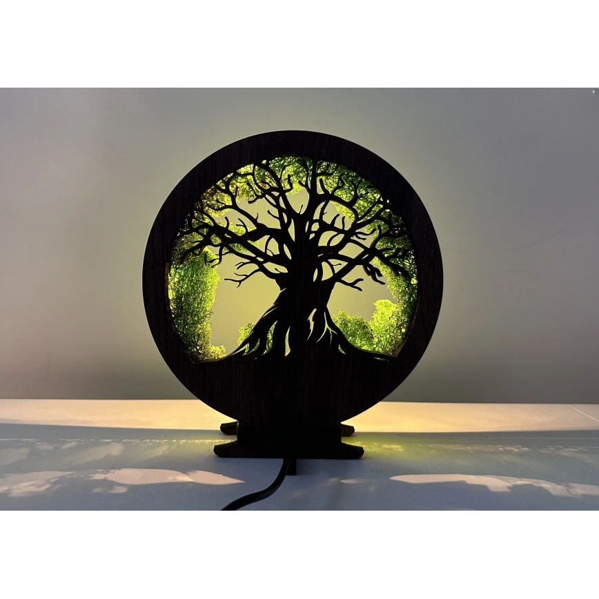 Li-Go 23604/DUB2 - LED stolna dekoracija s mogućnošću prigušivanja LED/12W/230V 20x22 cm hrast/mahovina i stablo