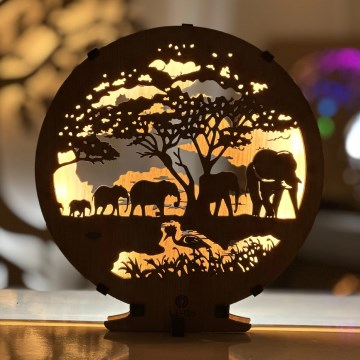 Li-Go 23610/DUB2 - LED stolna dekoracija s prigušivanjem LED/12W/230V 20x22 cm hrast/slonovi