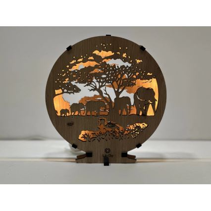 Li-Go 23610/DUB2 - LED stolna dekoracija s prigušivanjem LED/12W/230V 20x22 cm hrast/slonovi