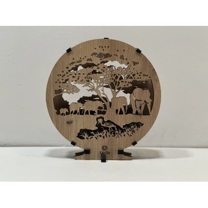 Li-Go 23610/DUB2 - LED stolna dekoracija s prigušivanjem LED/12W/230V 20x22 cm hrast/slonovi