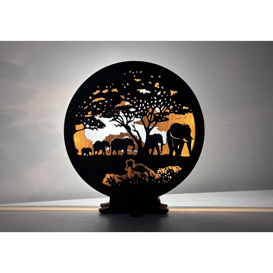 Li-Go 23610/DUB2 - Stolna LED dekoracija s mogućnošću prigušivanja LED/12W/230V 20x22 cm hrast/slonovi