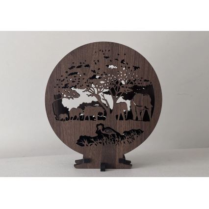 Li-Go 23610/DUB2 - Stolna LED dekoracija s mogućnošću prigušivanja LED/12W/230V 20x22 cm hrast/slonovi