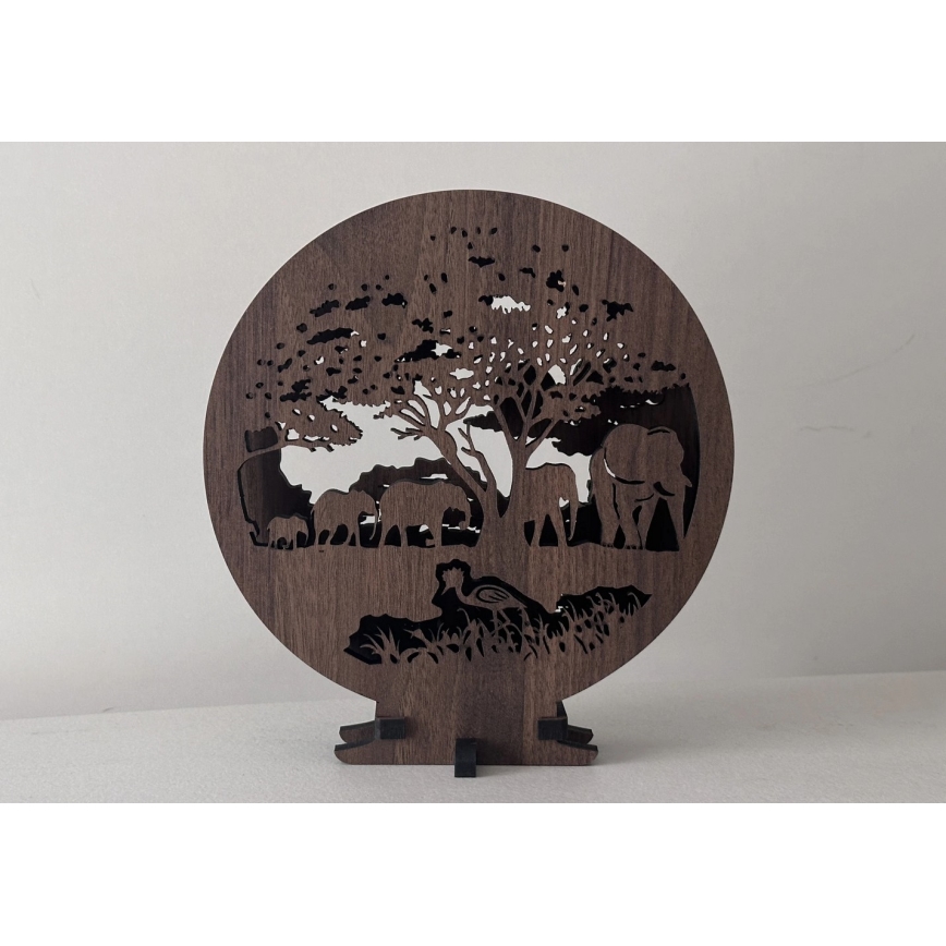 Li-Go 23610/DUB2 - Stolna LED dekoracija s mogućnošću prigušivanja LED/12W/230V 20x22 cm hrast/slonovi