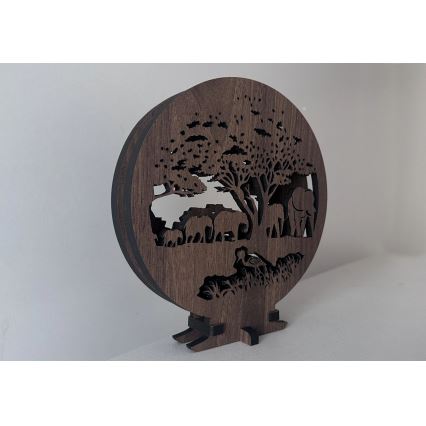 Li-Go 23610/DUB2 - Stolna LED dekoracija s mogućnošću prigušivanja LED/12W/230V 20x22 cm hrast/slonovi