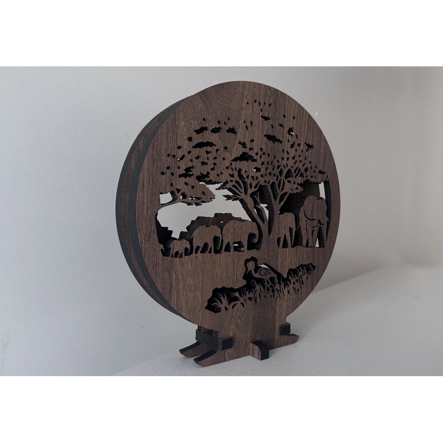 Li-Go 23610/DUB2 - Stolna LED dekoracija s mogućnošću prigušivanja LED/12W/230V 20x22 cm hrast/slonovi