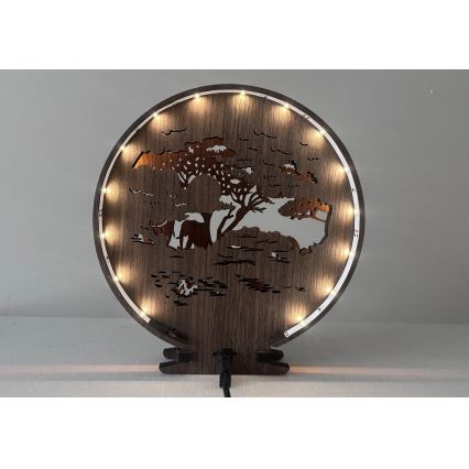 Li-Go 23610/DUB2 - Stolna LED dekoracija s mogućnošću prigušivanja LED/12W/230V 20x22 cm hrast/slonovi
