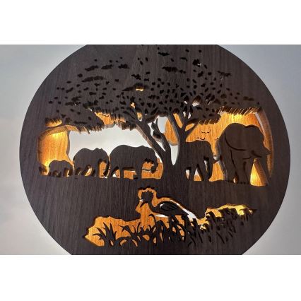 Li-Go 23610/DUB2 - Stolna LED dekoracija s mogućnošću prigušivanja LED/12W/230V 20x22 cm hrast/slonovi