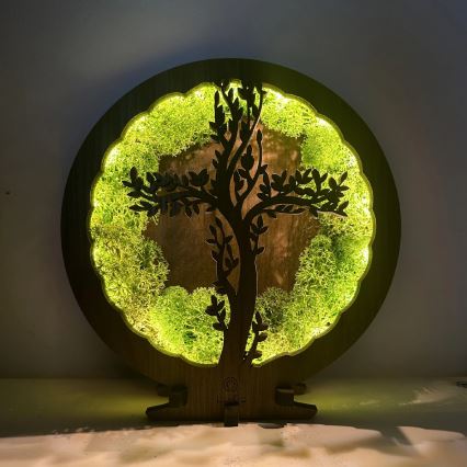 Li-Go 23622/DUB2 - LED stolna dekoracija s mogućnošću prigušivanja LED/12W/230V 20x22 cm hrast/Križ u mahovini