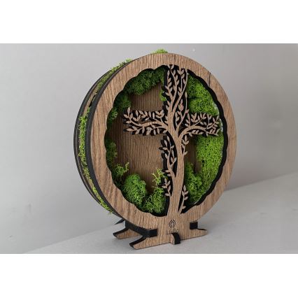 Li-Go 23622/DUB2 - LED stolna dekoracija s mogućnošću prigušivanja LED/12W/230V 20x22 cm hrast/Križ u mahovini